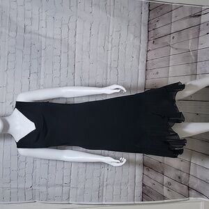 Black slip on dress ruffled bottom